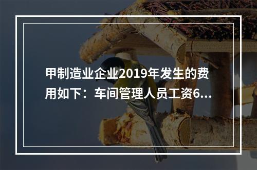 甲制造业企业2019年发生的费用如下：车间管理人员工资60万