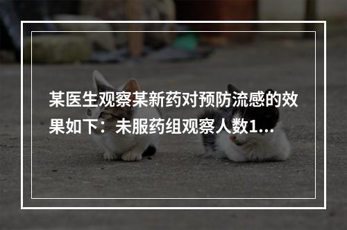 某医生观察某新药对预防流感的效果如下：未服药组观察人数180