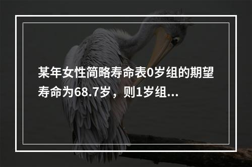 某年女性简略寿命表0岁组的期望寿命为68.7岁，则1岁组的期