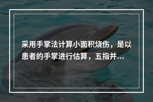 采用手掌法计算小面积烧伤，是以患者的手掌进行估算，五指并拢的