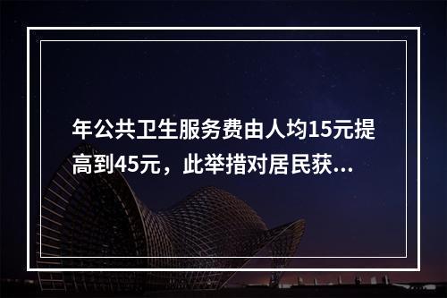 年公共卫生服务费由人均15元提高到45元，此举措对居民获得健