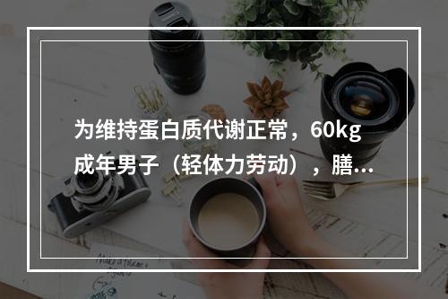 为维持蛋白质代谢正常，60kg成年男子（轻体力劳动），膳食