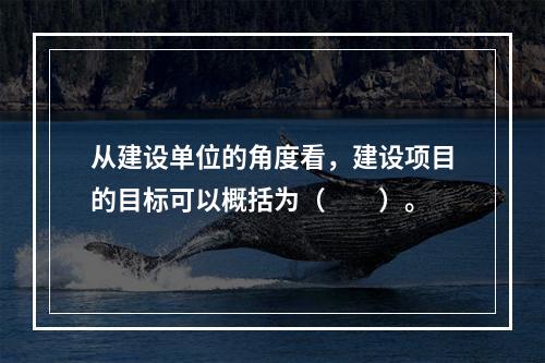 从建设单位的角度看，建设项目的目标可以概括为（　　）。