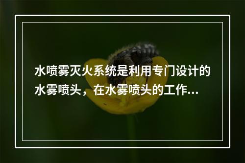 水喷雾灭火系统是利用专门设计的水雾喷头，在水雾喷头的工作压力