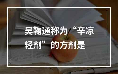 吴鞠通称为“辛凉轻剂”的方剂是