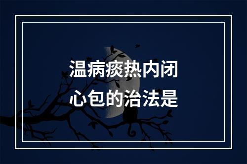 温病痰热内闭心包的治法是