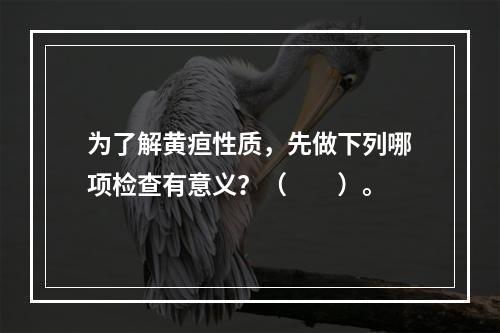 为了解黄疸性质，先做下列哪项检查有意义？（　　）。