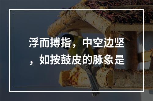 浮而搏指，中空边坚，如按鼓皮的脉象是