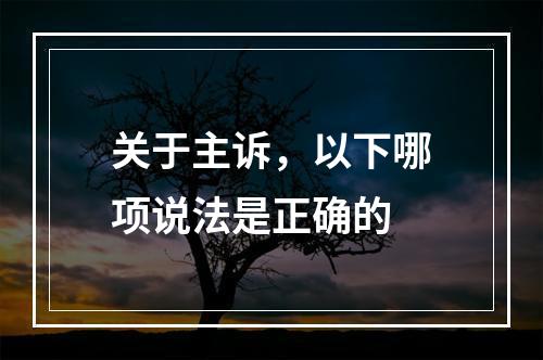 关于主诉，以下哪项说法是正确的