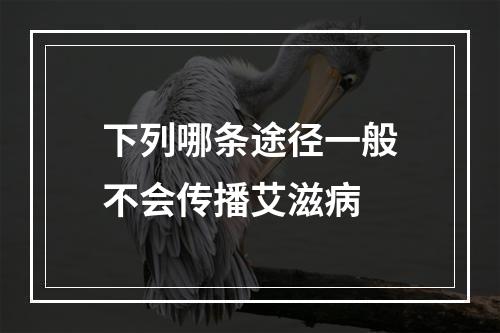 下列哪条途径一般不会传播艾滋病