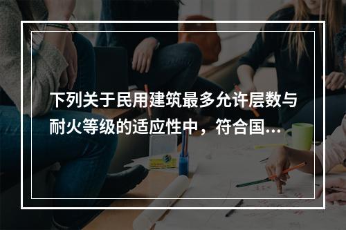 下列关于民用建筑最多允许层数与耐火等级的适应性中，符合国家工