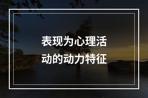 表现为心理活动的动力特征