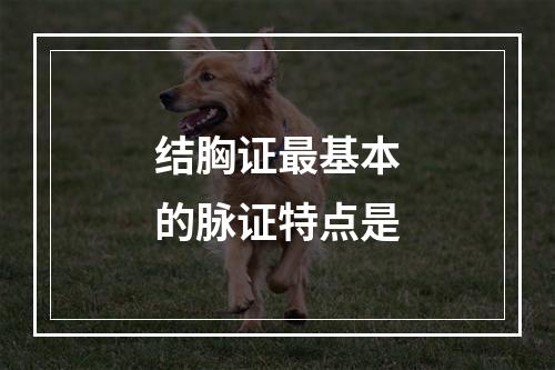 结胸证最基本的脉证特点是