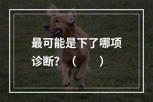 最可能是下了哪项诊断？（　　）