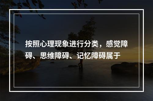 按照心理现象进行分类，感觉障碍、思维障碍、记忆障碍属于