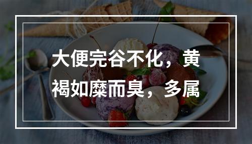 大便完谷不化，黄褐如糜而臭，多属