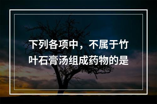 下列各项中，不属于竹叶石膏汤组成药物的是