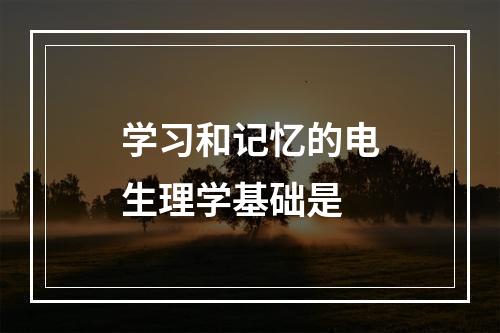 学习和记忆的电生理学基础是