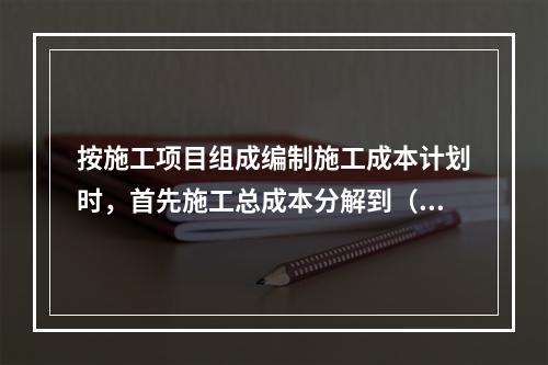 按施工项目组成编制施工成本计划时，首先施工总成本分解到（　）