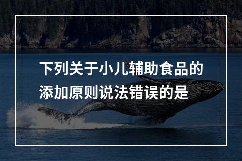 下列关于小儿辅助食品的添加原则说法错误的是