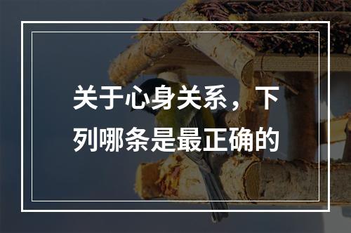 关于心身关系，下列哪条是最正确的