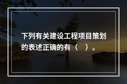 下列有关建设工程项目策划的表述正确的有（　）。