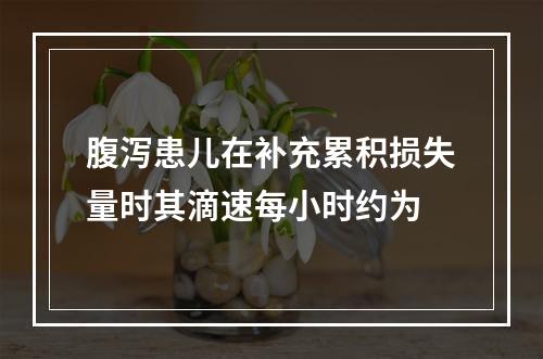 腹泻患儿在补充累积损失量时其滴速每小时约为