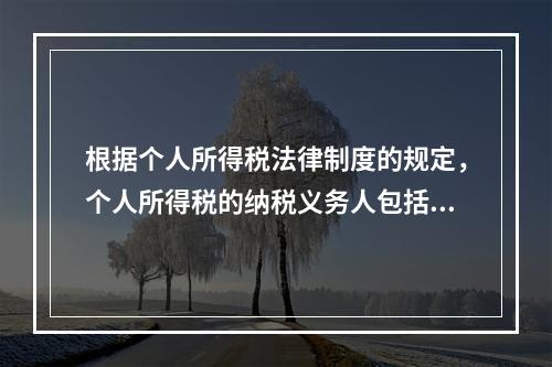 根据个人所得税法律制度的规定，个人所得税的纳税义务人包括（　