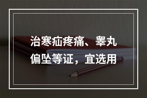 治寒疝疼痛、睾丸偏坠等证，宜选用