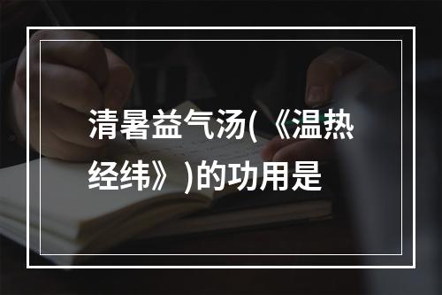 清暑益气汤(《温热经纬》)的功用是