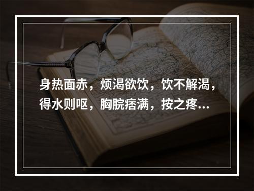 身热面赤，烦渴欲饮，饮不解渴，得水则呕，胸脘痞满，按之疼痛，