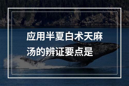 应用半夏白术天麻汤的辨证要点是