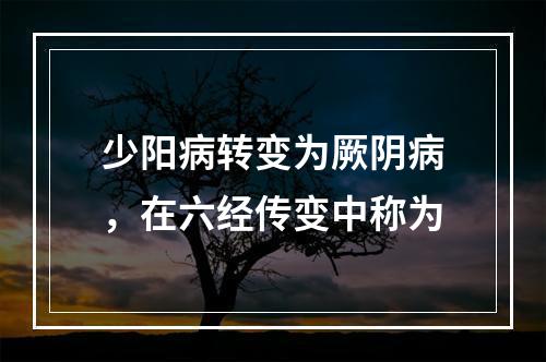 少阳病转变为厥阴病，在六经传变中称为