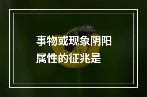 事物或现象阴阳属性的征兆是