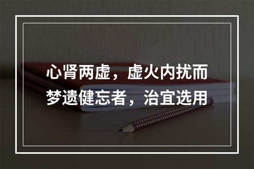 心肾两虚，虚火内扰而梦遗健忘者，治宜选用