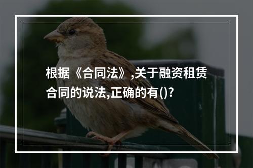 根据《合同法》,关于融资租赁合同的说法,正确的有()?