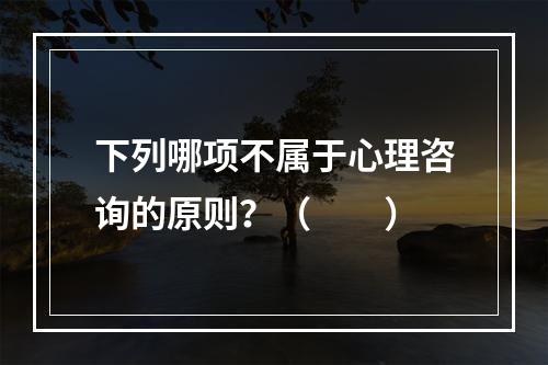 下列哪项不属于心理咨询的原则？（　　）