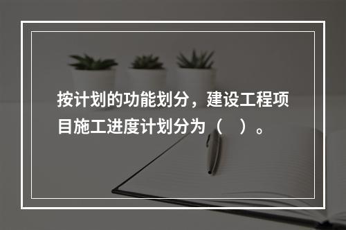 按计划的功能划分，建设工程项目施工进度计划分为（　）。