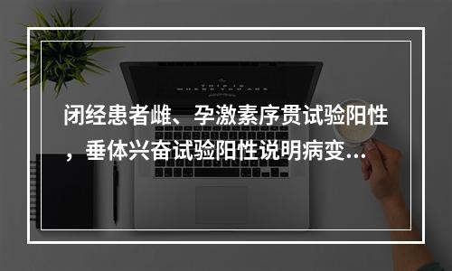 闭经患者雌、孕激素序贯试验阳性，垂体兴奋试验阳性说明病变部位