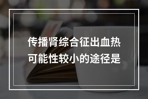 传播肾综合征出血热可能性较小的途径是