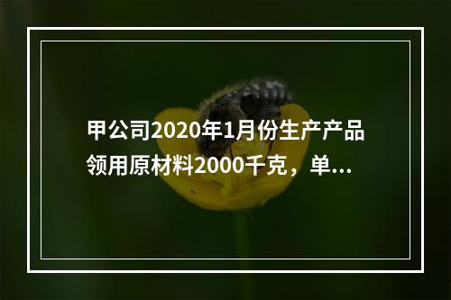 甲公司2020年1月份生产产品领用原材料2000千克，单位成