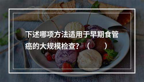 下述哪项方法适用于早期食管癌的大规模检查？（　　）