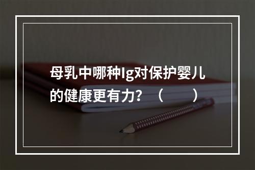 母乳中哪种Ig对保护婴儿的健康更有力？（　　）