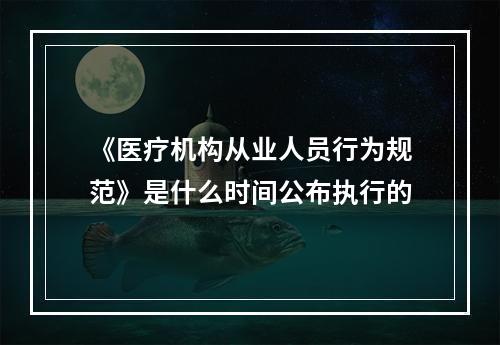 《医疗机构从业人员行为规范》是什么时间公布执行的