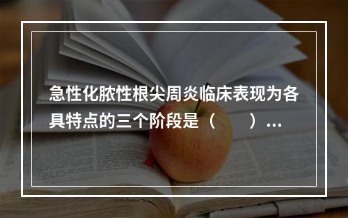 急性化脓性根尖周炎临床表现为各具特点的三个阶段是（　　）。