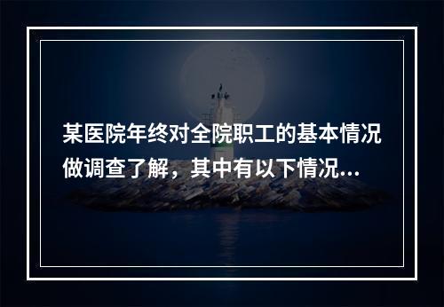 某医院年终对全院职工的基本情况做调查了解，其中有以下情况：医