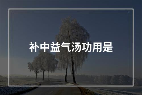 补中益气汤功用是