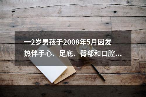 一2岁男孩于2008年5月因发热伴手心、足底、臀部和口腔疱疹