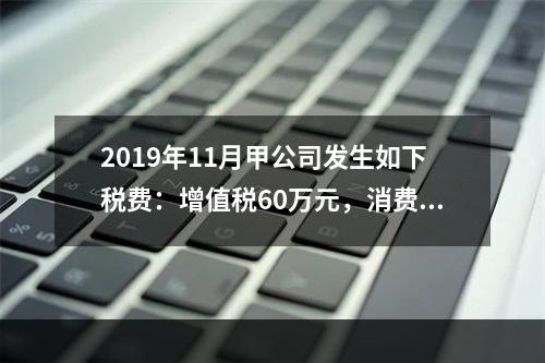 2019年11月甲公司发生如下税费：增值税60万元，消费税8