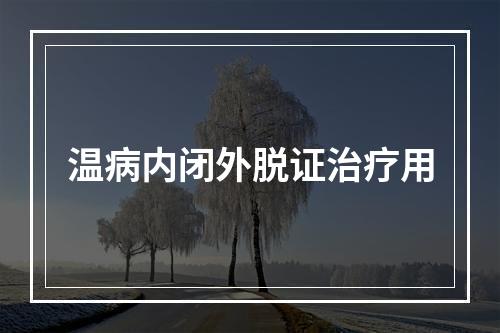 温病内闭外脱证治疗用